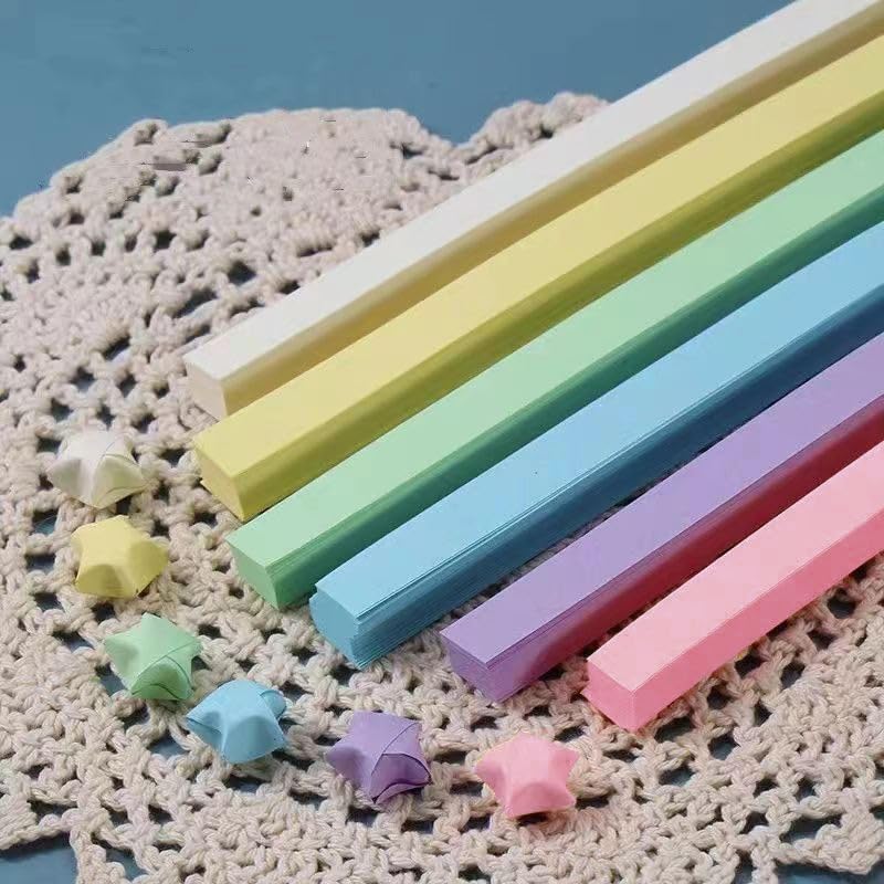 YNGRUE 1080 Sheets Star Origami Paper 6 Assortment Color Star Paper Strip Double Sided Origami Stars Paper Solid Color, Lucky Star Decoration Paper Strips DIY Hand Art Crafts (1080 Sheets 6 colors) - Image 1